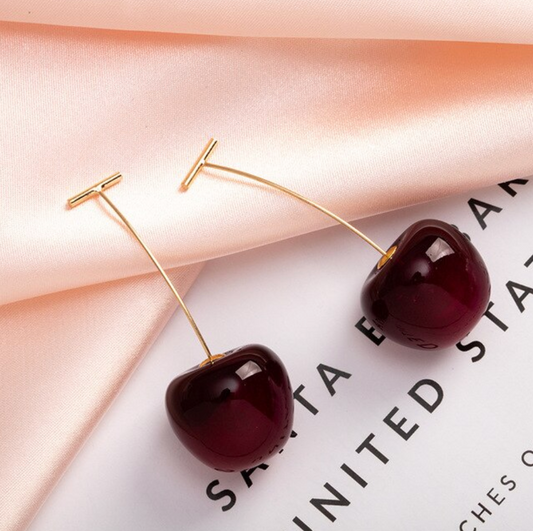 Celia Rouge Cherry Earrings - Wine Red